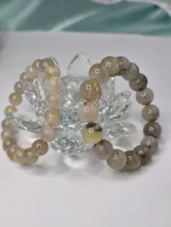 約14㍉＆10㍉ルチルクォーツブレスセット替えゴム＆ポーチ＆さざれ瓶