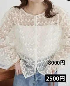 DISCOAT 前後2WAYオーガンジー刺繍ブラウス　アイボリー