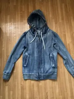 デニム風フード付きパーカー