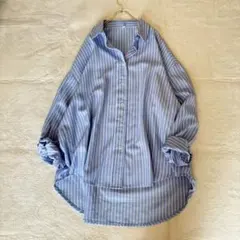 coca オーバーサイズ ストライプシャツ ゆったり ブルー