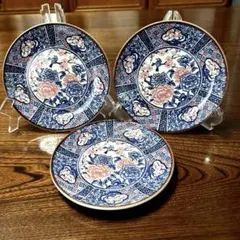 437有田焼 伊万里焼 色絵 銘々皿 3枚セット 小皿 牡　直径15cm