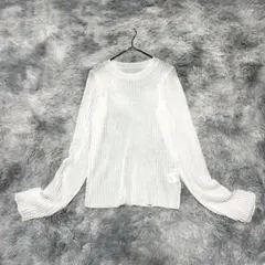 【CADUNE】シースルートップス ホワイト M 透け 伸縮 リブ加工【美品】のサムネイル