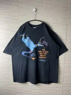 90s USA製 DISNEY ディズニー アラジン ジーニー Tシャツ　黒XL