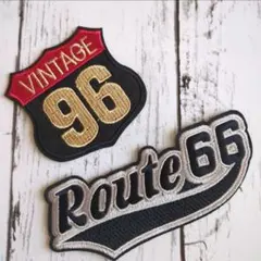 2枚set★ ビンテージ route66 アメリカン アイロンワッペン