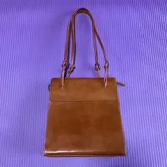 ブラウンレザー ハンドバッグ スクエア型