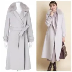 新品★定価7万 ジャスグリッティー ファー付きバックボリュームコート グレージュ