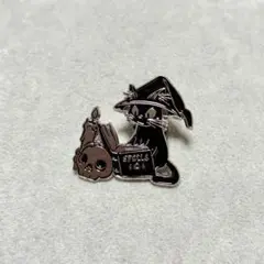 黒猫魔法使いピンバッジねこ魔導士ピンズ魔術書キャットピンブローチ
