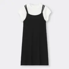 GU GIRLS 2WAYリブキャミソールワンピース（半袖）ブラック　120