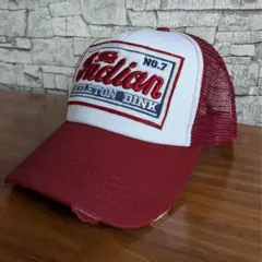 メッシュ　キャップ　ストリート　アメカジ　ダメージ　ヴィンテージ　古着　人気　赤