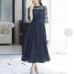 【訳あり品・低身長さん向け】nianaビスチェ風ハイネックレース結婚式ワンピース