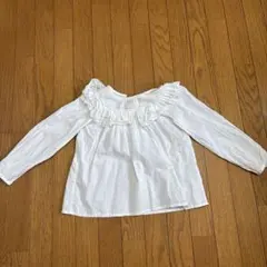 Bonpoint ホワイトフリル長袖シャツ