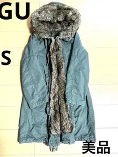 「値引き」　(GU ジーユー）　ファー付きオリーブグリーンコート　S