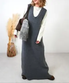◇新品タグ付き◇ゴサラgossaraメランジニットタンクワンピース　ジャンスカ