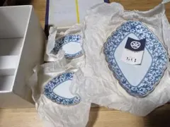 未使用 たち吉 染唐草 組皿揃 菱形皿10枚 箱付のサムネイル
