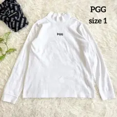 【PGG】美品 モックネック 総柄 ホワイト 1サイズ レディース M 長袖
