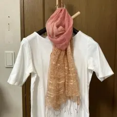 ピンクとオレンジの大判ストール　コムサイズム