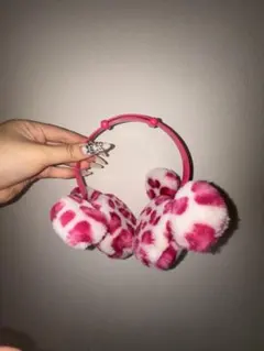 ディズニー 耳あて ピンク ヒョウ柄 イヤーマフ