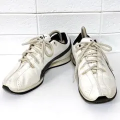 PUMA プーマ スニーカー 24.5cm 白×ブラック ローカット レザー