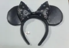ミッキー耳風カチューシャ 黒 星スタッズ付き