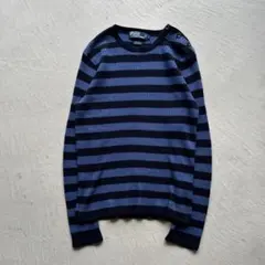 90s polo by ralph lauren ボーダー ニット 青 肩ボタン