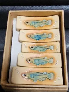 希少⑤八重山諸島小浜島陶芸家藤吉海月作品メダカの箸置L2.M2.S1.5個セット