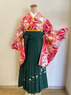 は34 卒業式　袴フルセットS M L 選べるサイズ　 小学生　大学生　緑