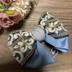 大人可愛い♡水色イルカちゃん⭐️インド刺繍リボン‎♥️超立体ヘアゴム ハンドメイド リボン ヘアゴム インド刺繍 イルカブルー - メルカリ