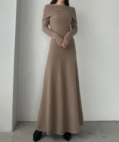 新品 Mサイズ Louere ルエレ オフショルフレアニットワンピース