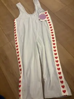 バースデイ　キッズ ハート柄サイドライン オーバーオール　moimoi ベロア