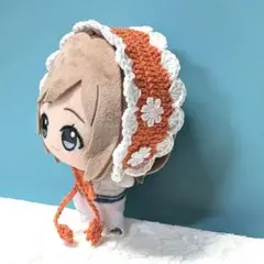 〈オレンジ×ホワイト〉ぬい服　ヘッドドレス　にじぬい　ちびぐるみ