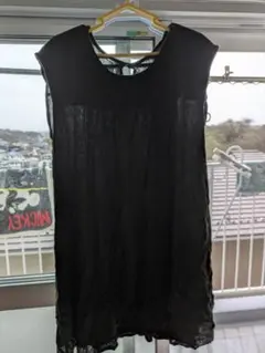 ブラック ノースリーブ トップス 4L