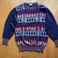 幾何学模様 ニットセーター クルーネック