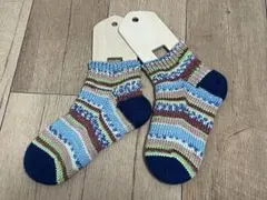 ハンドメイドのルームソックス(青)のサムネイル