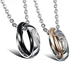 140[大人気！]ペアネックレス 二連リングネックレス★★