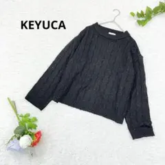 KEYUCA クルーネック　スパンコール付　長袖　ニット　セーター　黒　F