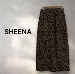 SHEENA ヒョウ柄 スカート ウエストゴム バックスリット レディース