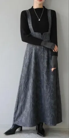 ワンピース　ペイズリージャガード　2wayフレアジャンパースカート