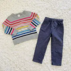 【babyGAP】ボーダー　ニット　【アプレレクール】長ズボン　ハート柄　100