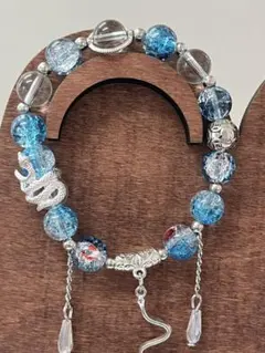 青いガラスビーズブレスレット