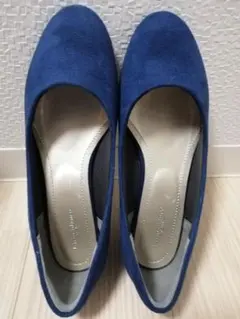 ネイビー スエード パンプス 低ヒール