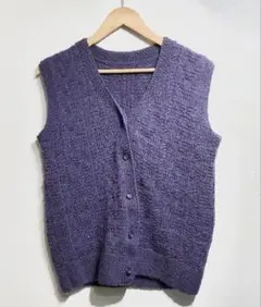 美品✨パープル ニットベスト Y2K 韓国ファッション 古着 ジレ レイヤードM