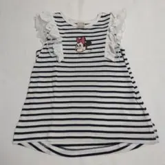 petit main ミニーマウス ボーダーフリル トップス 110