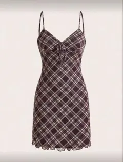 キャミワンピース ブラウンチェック