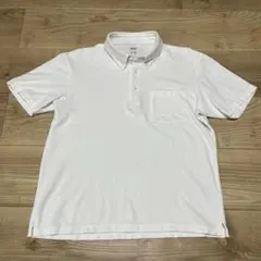 ユニクロ エアリズム カノコポロシャツ/ボタンダウン ホワイト　L