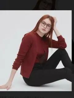 UNIQLOエクストラファインメリノリブショートモックネックセーターカーディガン