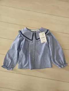 【新品タグ付き】ZARA ストライプシャツ 104cm ブルー