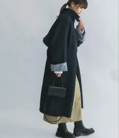 ステンカラーBIGBIGコート　ネイビー　スプリングコート