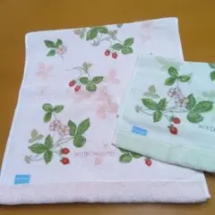 WEDGWOOD ワイルドストロベリー柄 フェイスタオル&ウォッシュタオルセット
