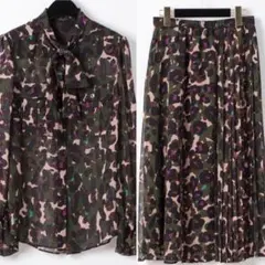 グレースコンチネンタル シフォンプリントブラウス&スカート 未使用タグ付き