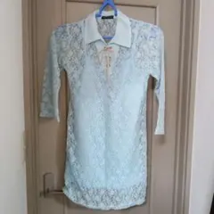 値下げ レースワンピース 水色 キャミソールワンピース 古着